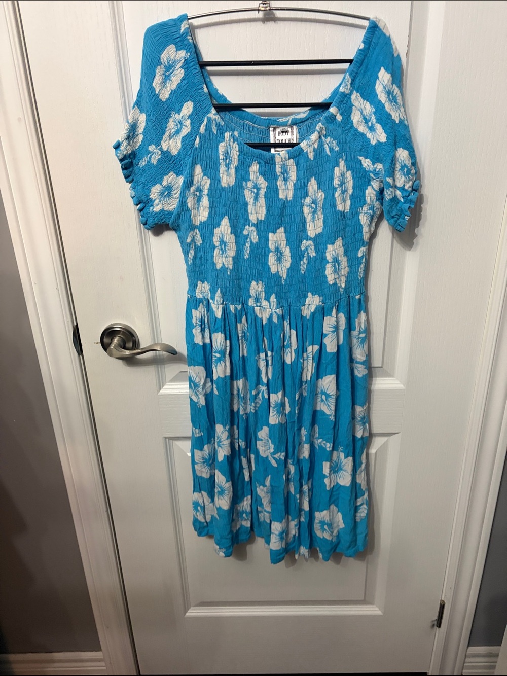 Body Touch Blue Floral Smocked Dress